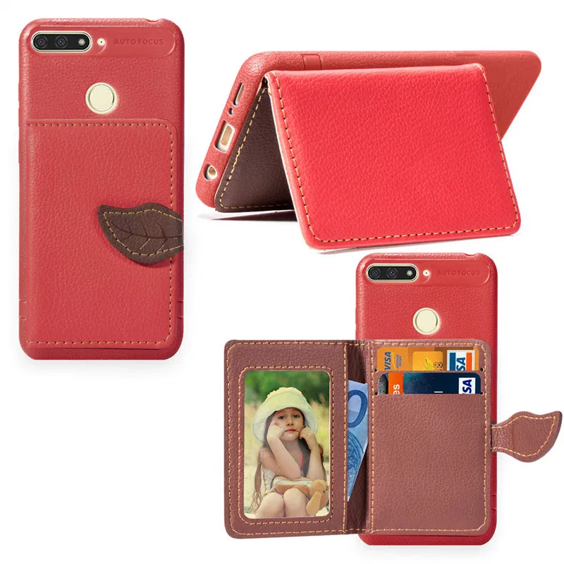 

For Huawei Y6 2018 Honor 7A P20 Pro Lite nove 3E P Smart 6A 5C PRO Flip Wallet Card holder Leaf style Leather Case Stand Cover