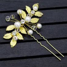 OPPOHERE/женская свадебная заколка золотистого цвета с жемчугом и бусинами для невесты