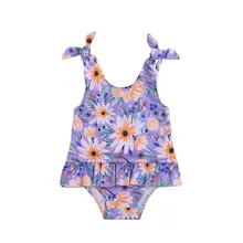 Одежда с цветочным принтом для новорожденных девочек купальный костюм бикини пляжная одежда для детей от 1 до 3 лет