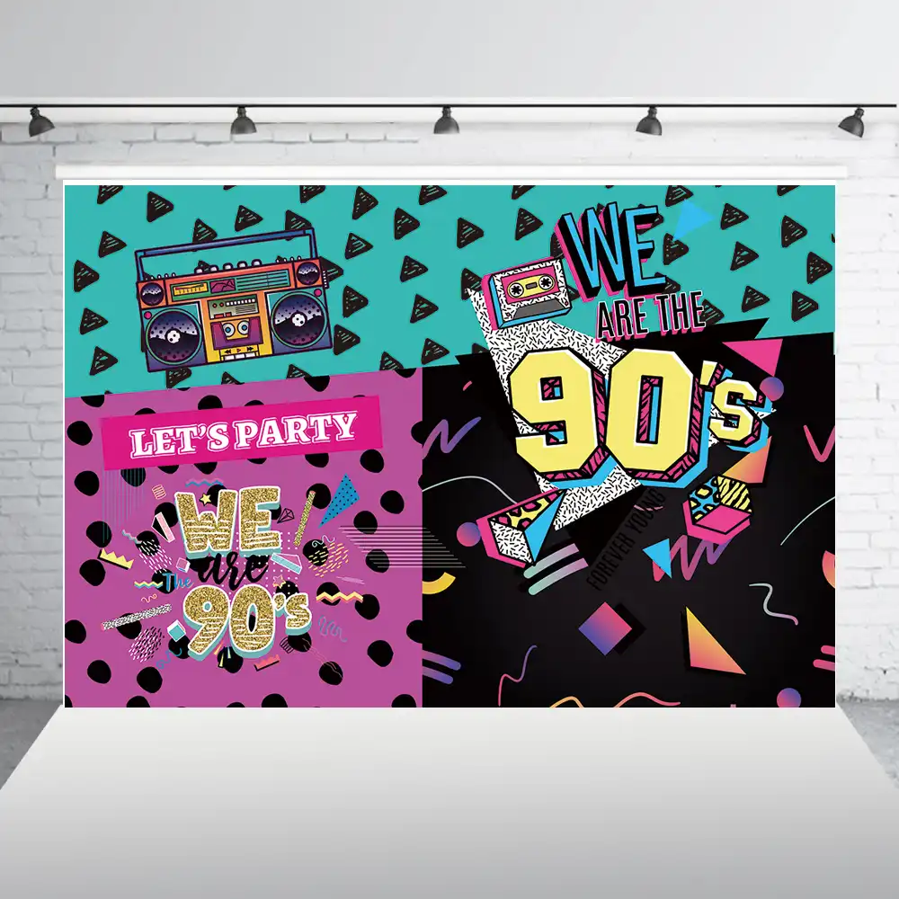 Huayi 90 S Party Graffiti Theme Backdrop For 90s Adult Hip Hop Rock Birthday Party Decorations Photocall Booth Background W 2191