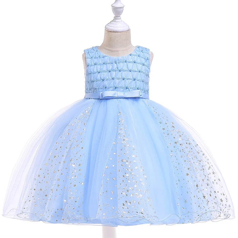 Flower Girl Dress Bohemian Print Tulle Tiered Layer White Wedding Kids Size 2-10