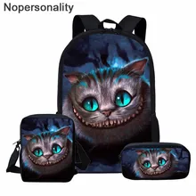 Школьная сумка для девочек с изображением кошки Алисы и зуба Чеширского кота; рюкзак с рисунком для девочек и мальчиков; школьные сумки для начальной школы