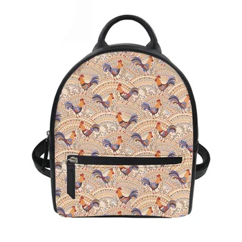 

Feminine Backpack Bohemian Roost Printing Pu Leather Backpack for Girls Schoolbag Ladies Shoulder Bag Fashion Beach Bag