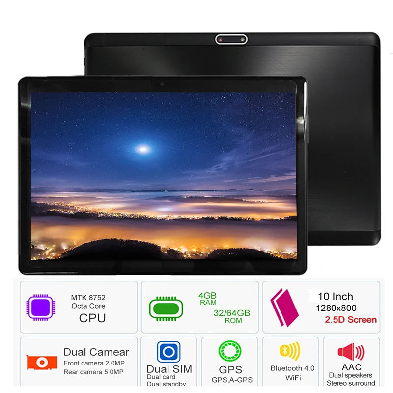 Beste Gratis verzending 2019 S119 10.1 #039;Tabletten Android 8.0 Octa Core 32 gb 64 gb ROM Dual Camera 8MP Dual SIM Tablet PC Wifi GPS bluetooth