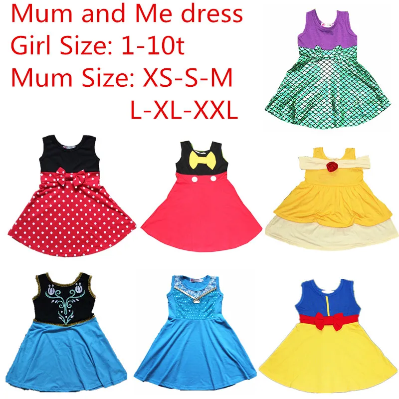 Halloween Mum and Me Dress Family Matching Princess Cosply Dresses Up Party Summer Dress 2