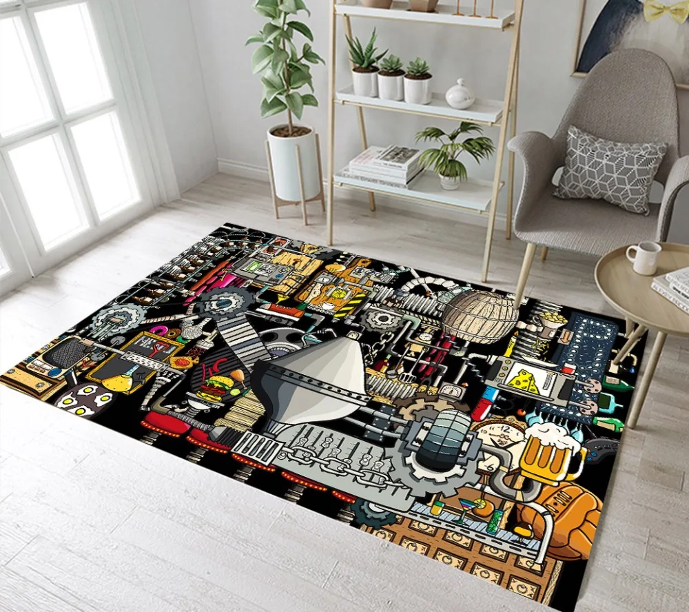 

Doormat Robot Making Hamburger Fries Beer Living Room Area Rug Children Room Cushion Bedroom Floor Carpets Bathroom Non-slip Mat