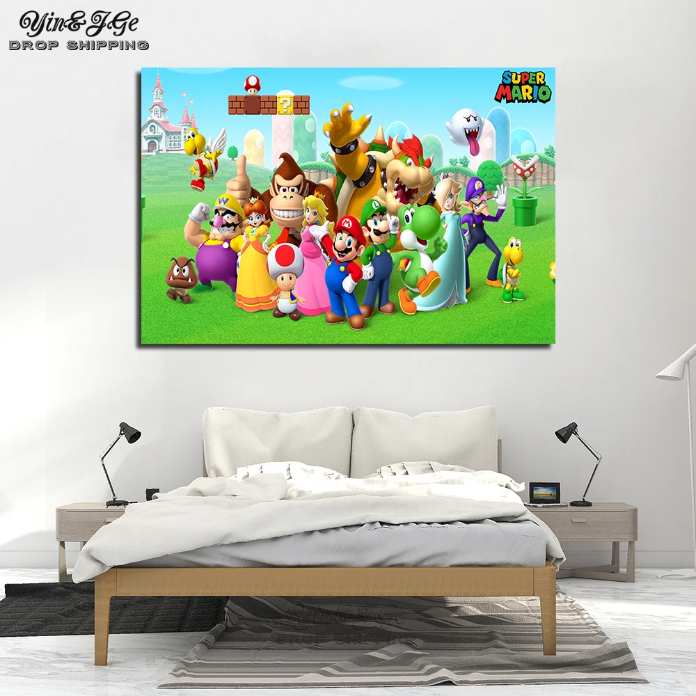 

Canvas Pictures Home Decor 1 Pieces Mario Cartoon Video Game Paintings Wall Art Printed Poster Modular Living Room Frame Artwork