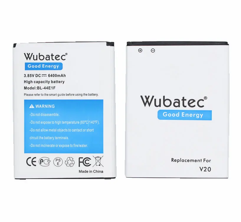 Wubatec 1x6400 мАч BL-44E1F Расширенная Задняя крышка батареи+ универсальное зарядное устройство для LG V20 H990 F800 VS995 US996 LS997 H910 H918