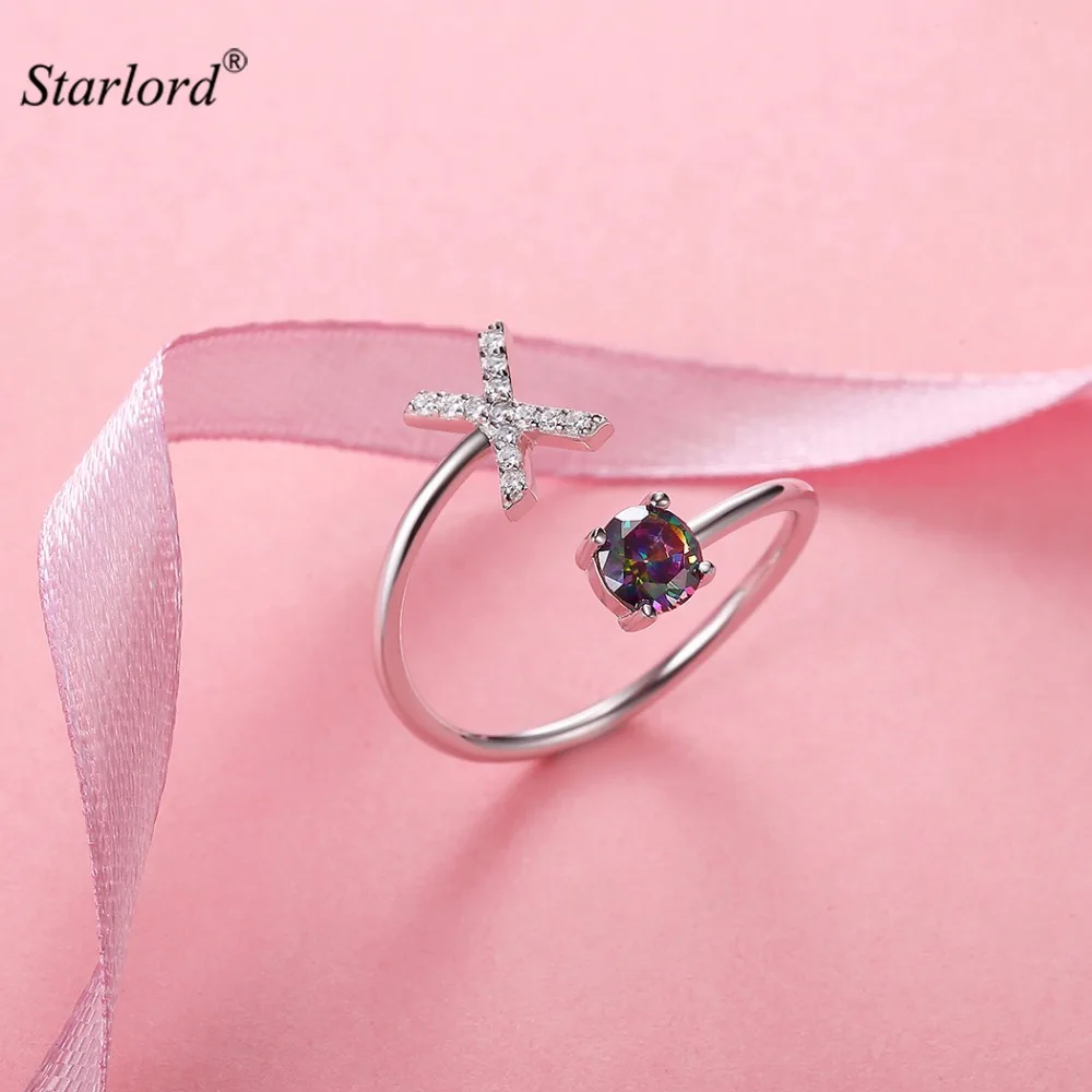 Buy Initial X Letter Ring 925 Sterling Silver Cubic
