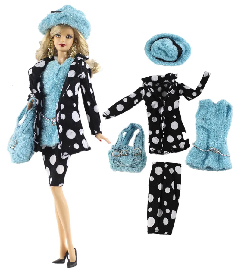 

NK One Set Doll Dress Fashion Spot Coat Modern Outfit Daily Casual Wear Hat Bag For Barbie Doll Accessories Gift Baby Toys 91DDZ