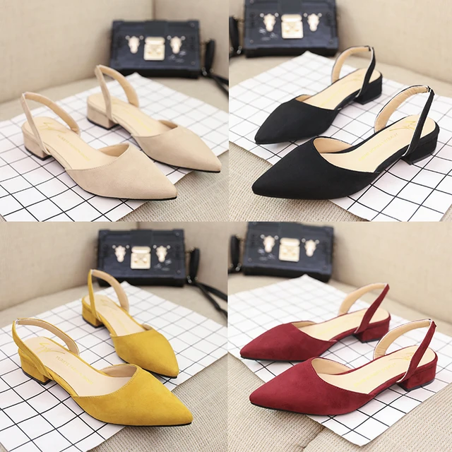 new women sandals flats slingback sandals shoes for women pointy shallow suede sandals 2018 summer buckle slip on flat shoes