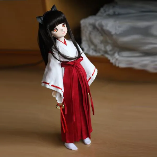 [Wamami] 3 шт. Wihte& Red Inuyasha кимоно Miko Аниме Костюм 1/4 MSD 1/6 1/3 SD DZ кукла BJD Dollfie