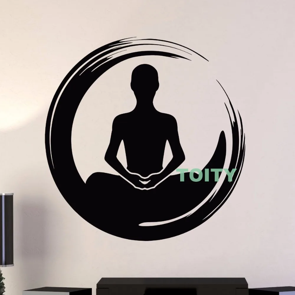 Vinyl Wall Decal Zen Meditation Yoga Lotus Pose Health Enso Sticker