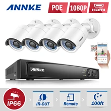 ANNKE 4CH HD 1080P 6MP NVR 2.0MP IP Camera Network PoE Outdoor IR VCA Home Security Camera System