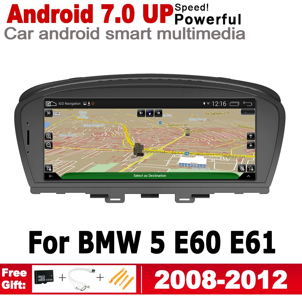 

IPS Android 7.0 up car multimedia player gps navigation for BMW 5 E60 E61 2008~2012 CIC original style HD screen 2GB+16GB WiFi