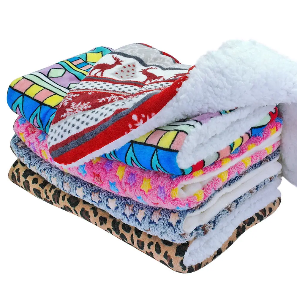 

Winter Warm Dog Bed Soft Flannel Fleece Pet Blanket Sleeping Bed Cover Mat For Small Medium Large Dogs Cats Star Leopard Print