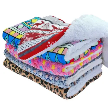 

Winter Warm Dog Bed Soft Flannel Fleece Pet Blanket Sleeping Bed Cover Mat For Small Medium Large Dogs Cats Star Leopard Print