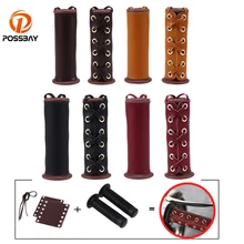 POSSBAY ручки для мотоцикла крышка 22-25 мм Универсальный кожаный велосипедный руль Крышка для Harley BMW Honda Yamaha Suzuki