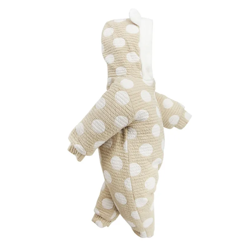 Bay Boys and Baby Girls Polka Dot Hooded Rompers Newborn Cotton Comforatable Class A Jumpsuits Long Sleeve Winter Outwear07