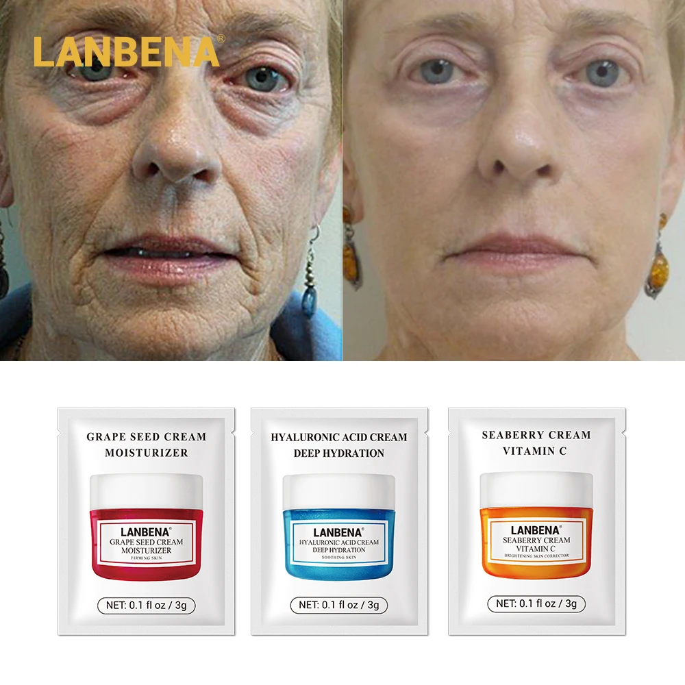 

LANBENA Hyaluronic Acid Facial Cream Anti Wrinkle Whitening Moisturizing Anti Aging Vitamin C Serum Acne Treatment Lifting 3g