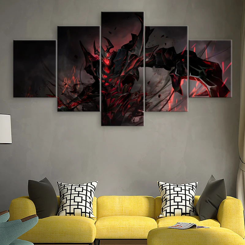  Modern Canvas Painting 5 Panel Dota 2 Game Poster Wall Art Cuadros Nevermore Printed Pictures Home 