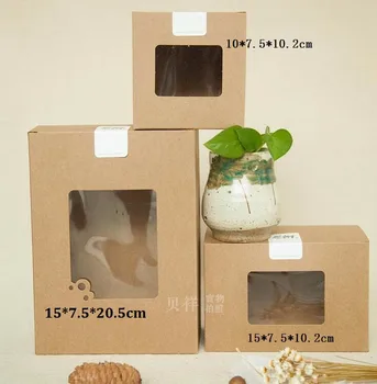 

10*7.5*10.2cm Manufacturing Factory Supplier OEM pvc Window kraft Box For Cake,cardboard paper gift packaging box