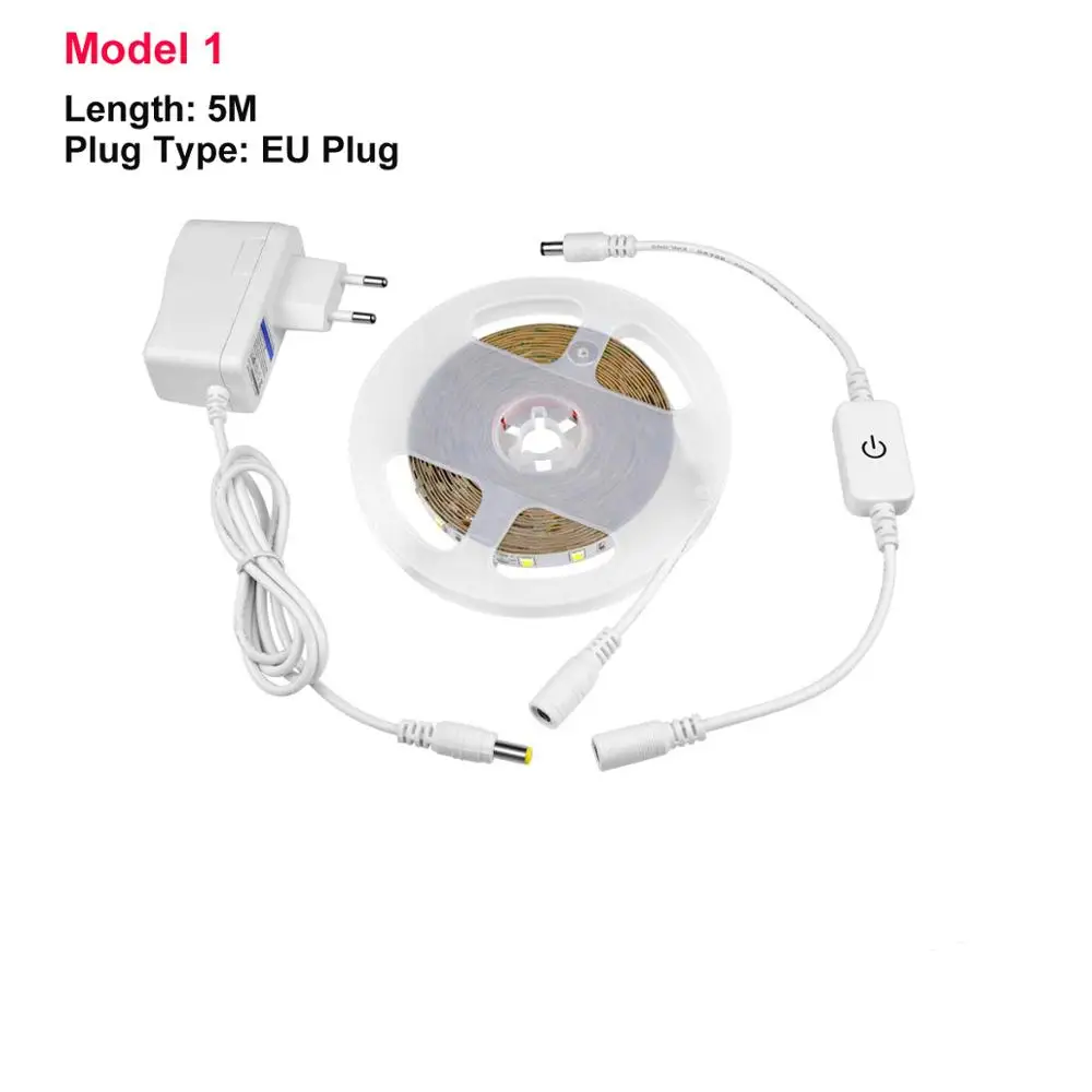 12 В светодиодные полосы света с сенсорным сенсором переключатель Плавная регулировкая яркости для кухонный шкаф мебель ночник для спальни - Цвет: Model 1 EU PLug