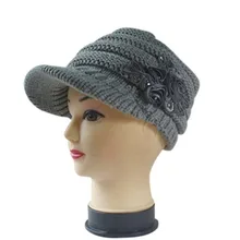 Женская зимняя теплая вязаная шапка с цветком для катания на лыжах и сноуборде