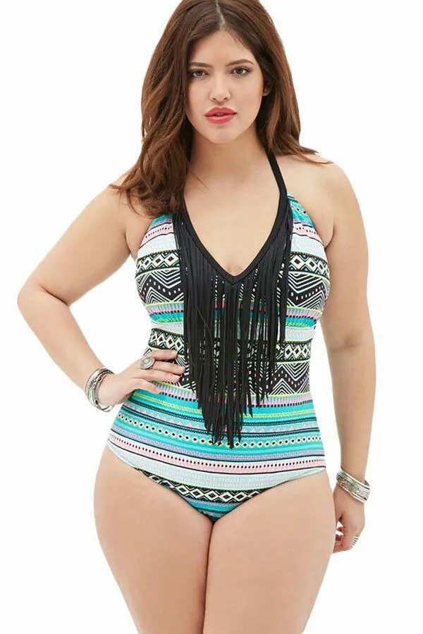 Купальник с эффектом пуш ап и высокой талией размеры XXXL XXL|swimsuit retro high waist|fringe