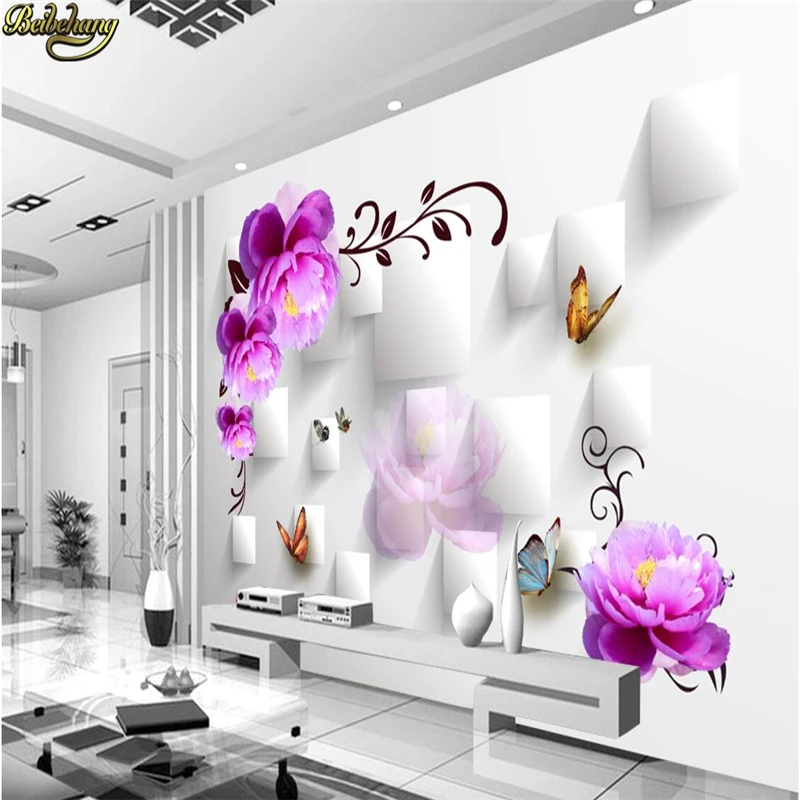 beibehang Custom wallpaper large mural wall stickers 3D box roses fresh stereo TV wall papel de parede