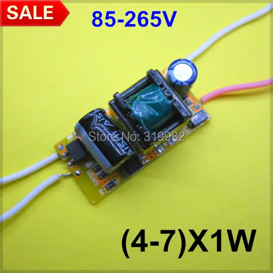 

20pcs/lot, 4-7X1W high power led driver, 85-265V lamp driver transformer DIY power supply inside driver 4W 5W 6W 7W