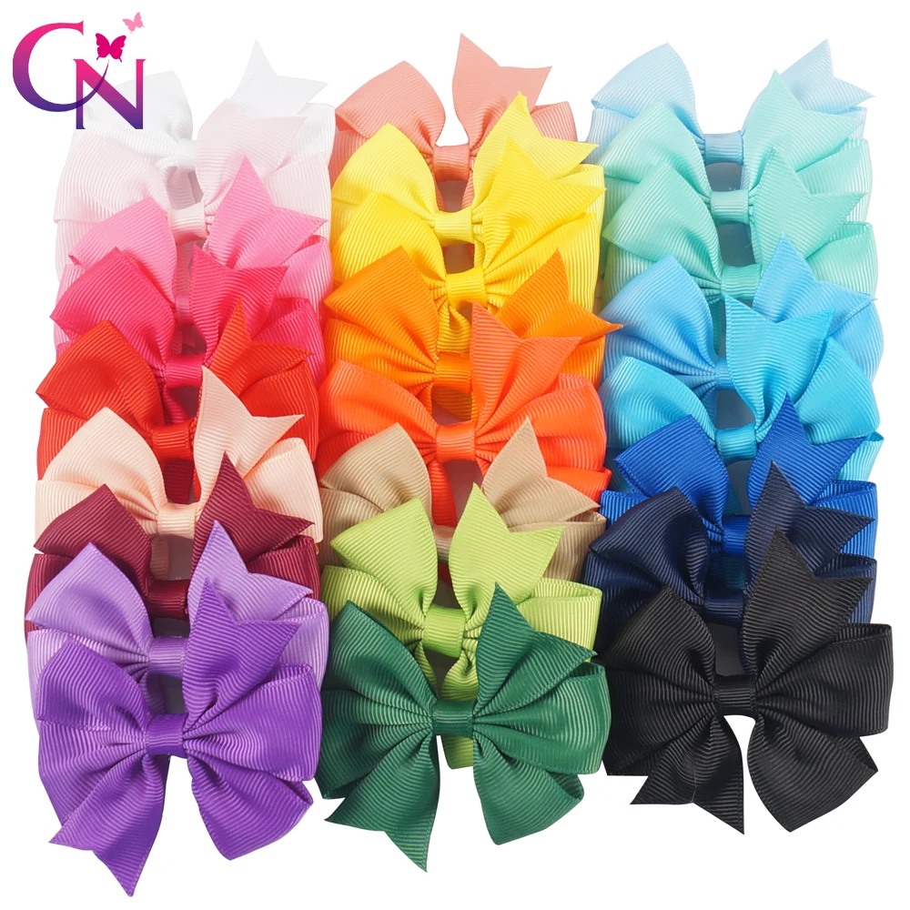 

50 Pieces/lot 3" Pinwheel Hair Bows With Clips For Girls Kids Princess Plain Grossgrain Ribbon Bows Hairpin Hair Accessories