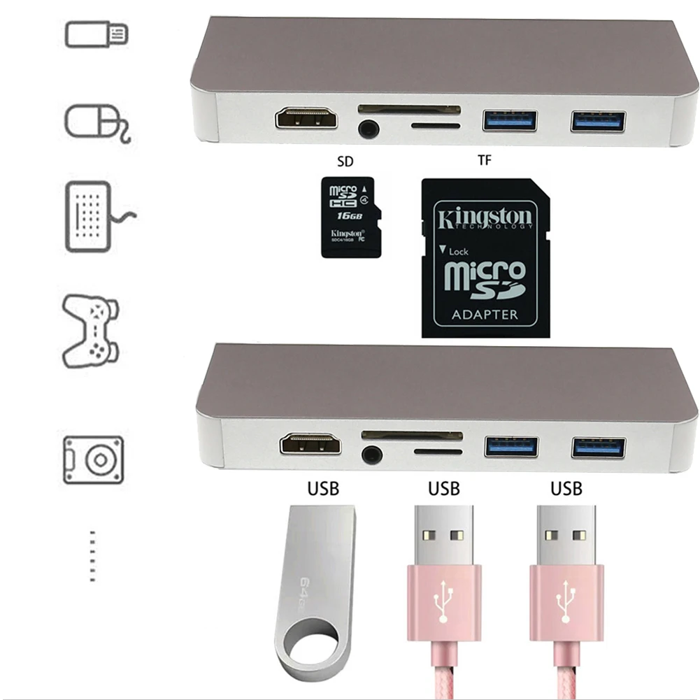 8 в 1 Тип usb C концентратор к RJ45 4 К HDMI с аудио 1000 м SD Card Reader 11,11