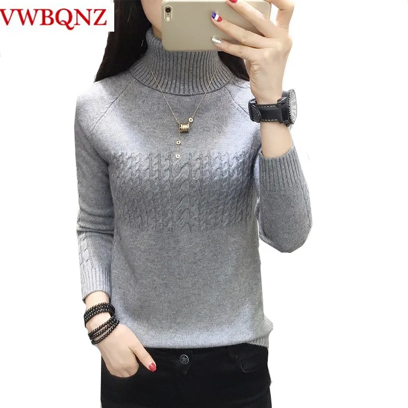 

Fashion Casual Women Pullovers Turtleneck Knit Shirt Long Sleeve Slim Stretched Sexy Solid Sweater Tops 2018 Fall Winter Jumper