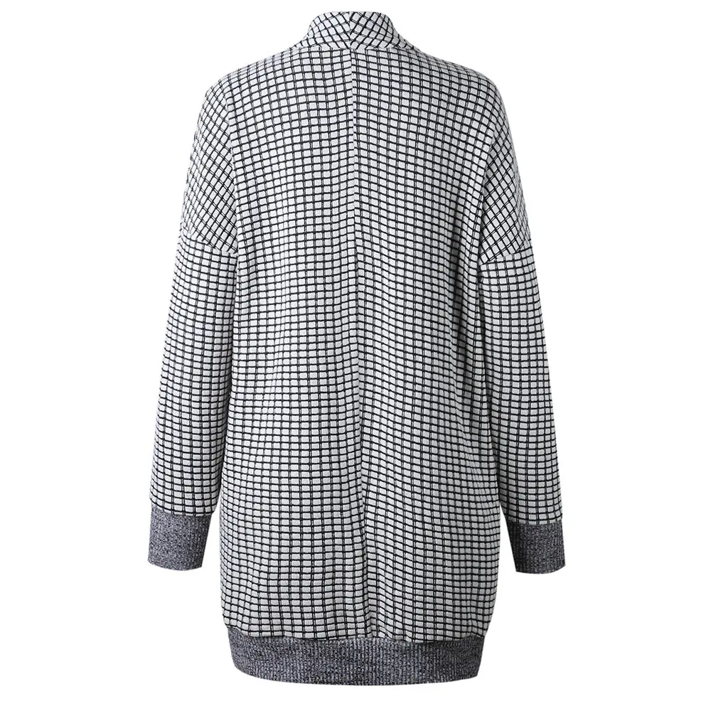 Fashion Plaid Long Cardigan Autumn Winter Thicken Warm Casual Woolen Coat Women Clothes Casual Ladies Top Femme Vetement (4)