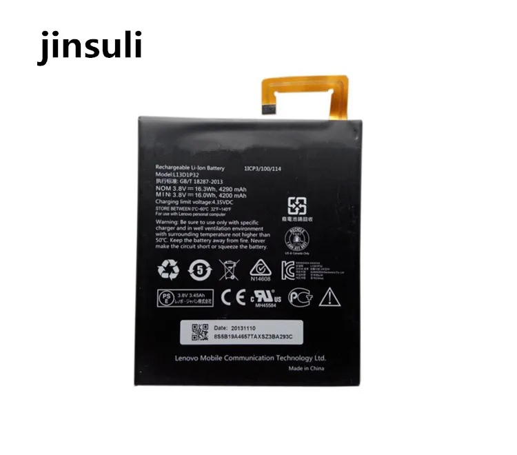 imágenes para Nuevo para Lenovo Lepad A8-50 A5500 Tab S8-50/8.0 pulgadas/S8-50F L13D1P32 S8-50LC Tablet PC Batería Batería Del Ordenador Portátil 4290 mAh imágenes para Nuevo para Lenovo Lepad A8-50 A5500 Tab S8-50/8.0 pulgadas/S8-50F L13D1P32 S8-50LC Tablet PC Batería Batería Del Ordenador Portátil 4290 mAh
