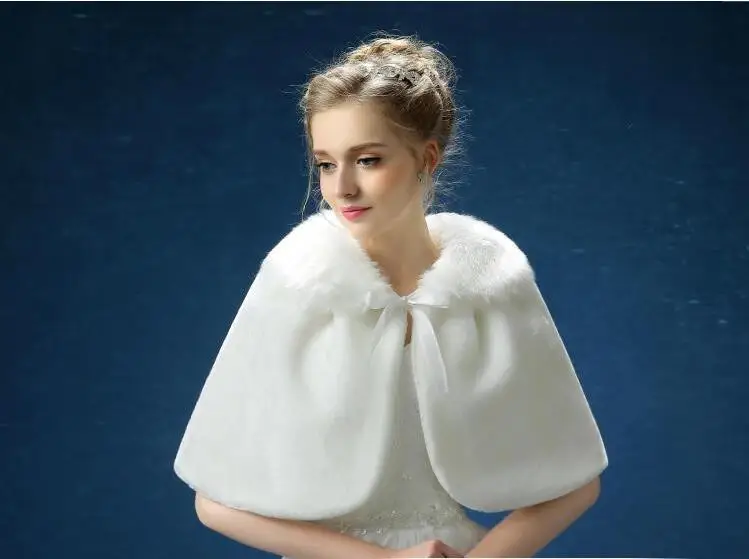Real Picture White Ivory Wedding Jacket Faux Fur Wedding Capes 2015 Bridal Boleros Shawls wrap Free Shipping Custom Made