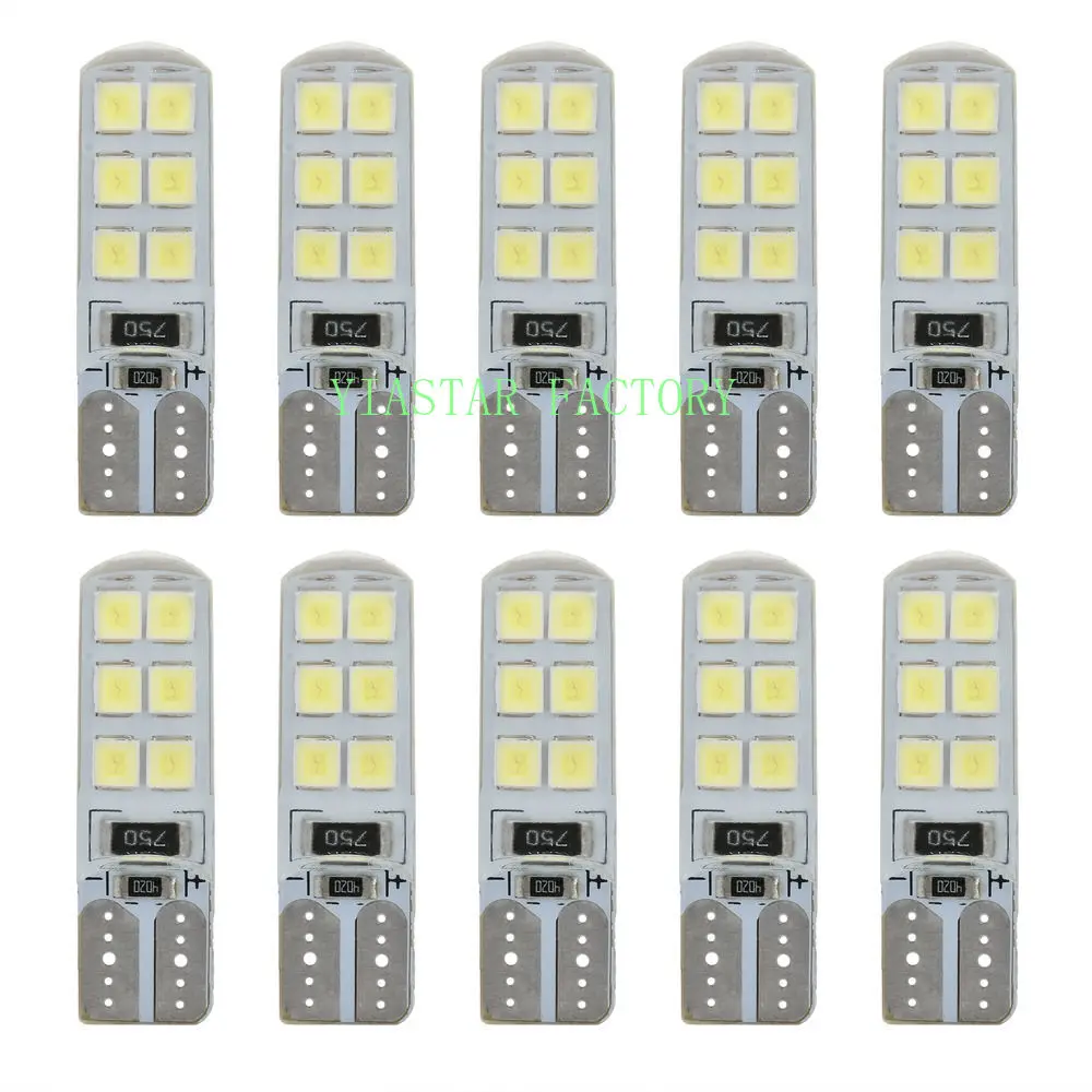 Yiastar 500x T10 194 W5W COB 2835 SMD 12LED автомобилей Canbus супер яркая лампочка для подсветки номерного знака 2 Вт сигнальные лампы Авто