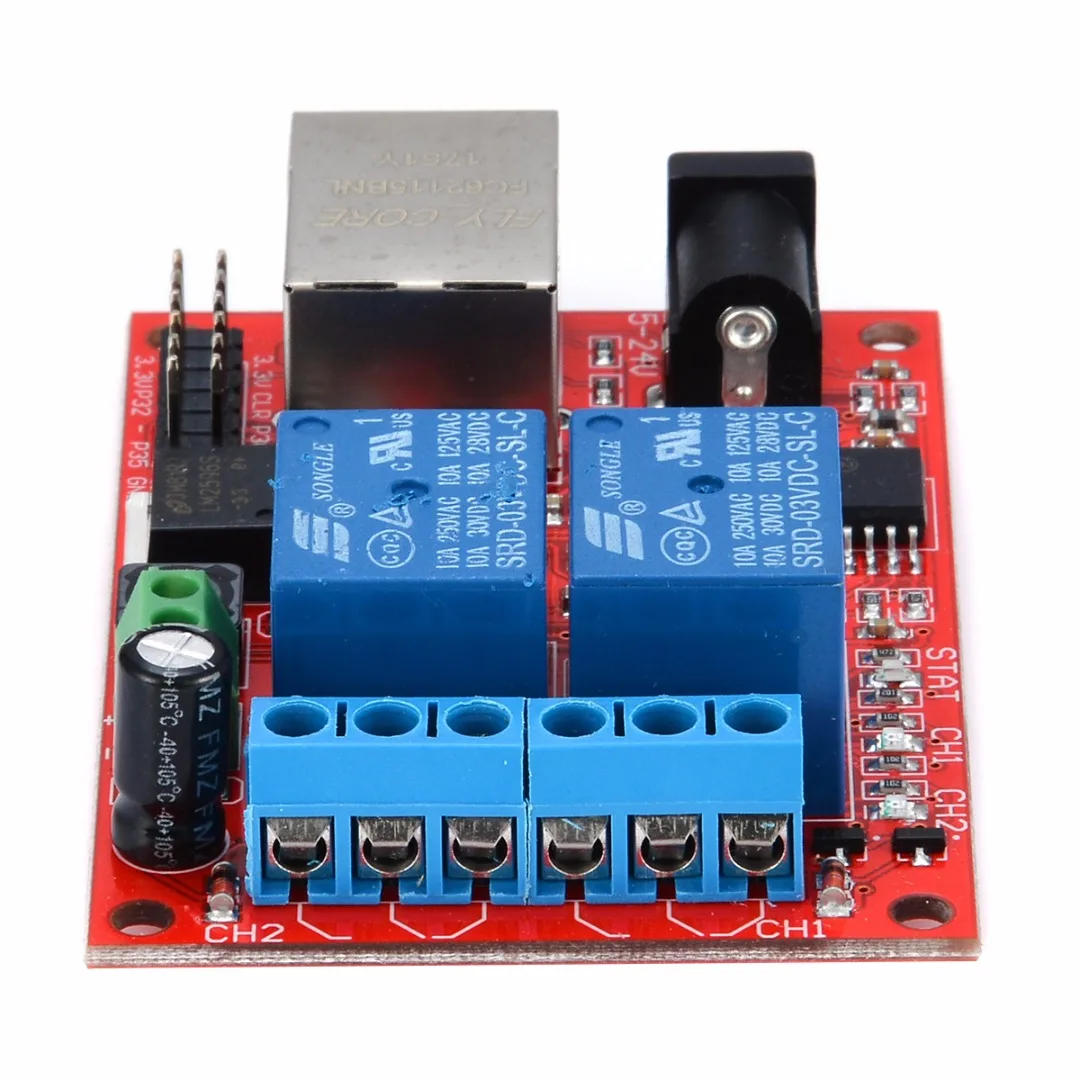 Ethernet 2-Way Delay Module Relay Network Switch TCP/UDP Controller Module WEB Server 70 x 50mm