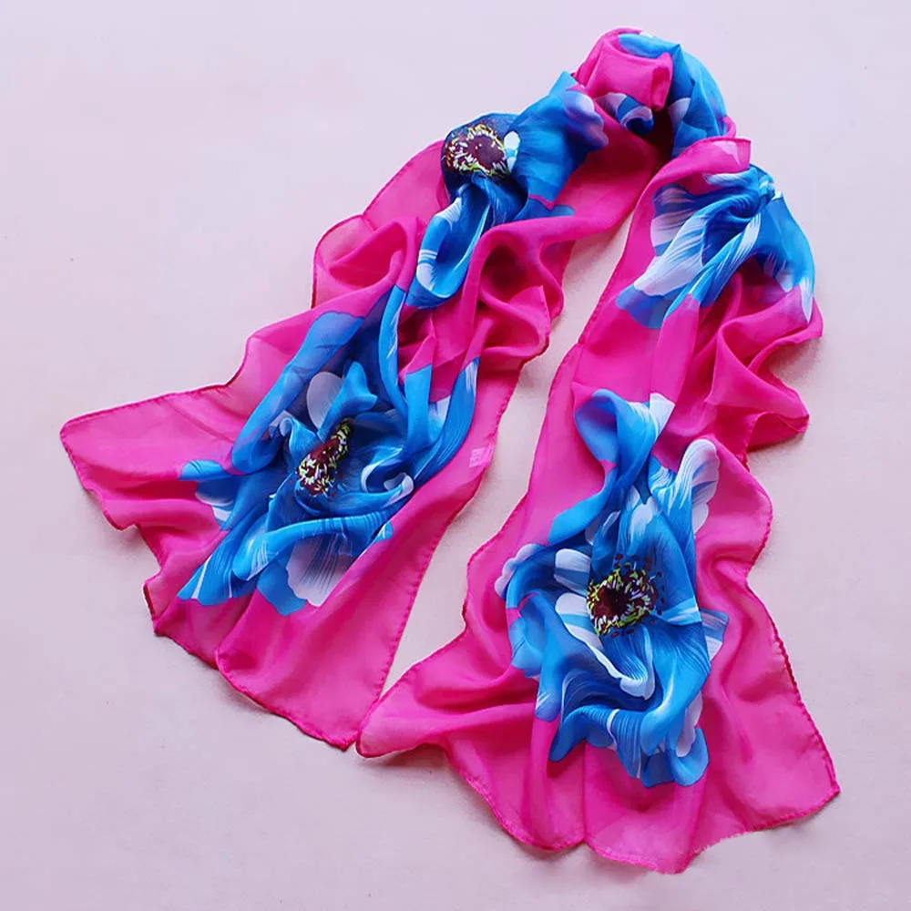 KANCOOLD шелковый шарф шаль ковбойские Уникальные стильные женские мягкие тонкие шифоновые шелковые шарфы с цветочным принтом шаль Pjan17