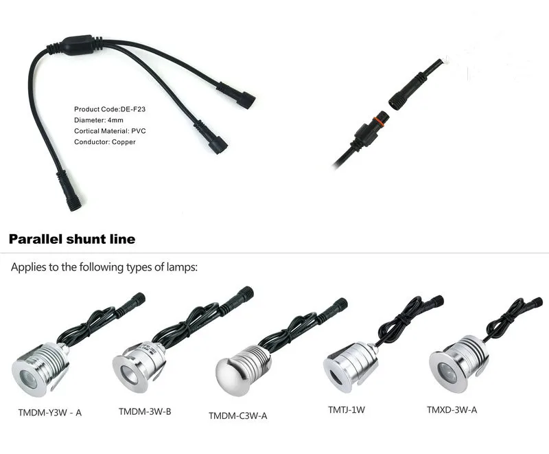 

2PIN T-type IP67 Waterproof Extension Cable/Connect Wire/Power Cord for Single Color LED Light 12 pcs/lot