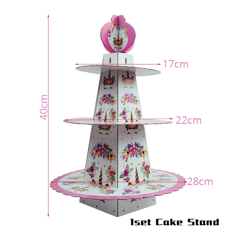 Для девочек на день рождения Розовый Единорог бумажная салфетка под тарелку кружку одноразовые наборы посуды детский душ 1-й первый день рождения принадлежности для вечеринок - Цвет: cake stand