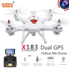 Global Drone RC Helicopter X183 Dual GPS Drone Follow me Drone 5.8G FPV RC Quadcopter with 1080P HD Camera Drone with Camera