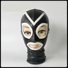 2018 Elastic Lycra Spandex Latex Coating Bondage Hood Headgear Face Mask Slave Adult BDSM Product Bed Games Sex Flirting Toy 112