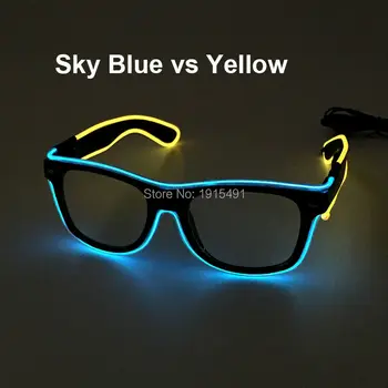 

2019 New Style Birthday Party Decor EL wire Sunglasses Novelty Lighting Voice Activated LED Neon Strip Glasses for Thanksgiving