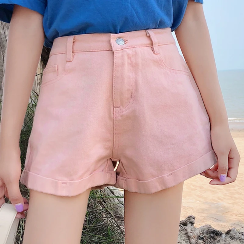 

Denim Shorts Women High Waist Short Jeans Feminino Spring Summer Short Pants Pocket Sexy Female Black Pink White Jean Shorts