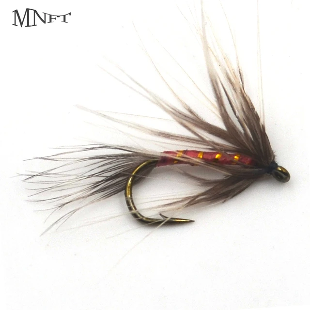 MNFT 10pcs 12# Hooks Realistic Mosquito Bait Golden Waist Brown Mayfly  Trout Flies Fly Fishing Hook Fake Lures - AliExpress