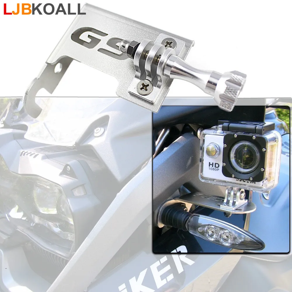 Black Front Left Bracket Holder Cam Camera Mount for BMW R 1200 GS R1200GS 2013-2016 BMW R1200GS Adv Motorrad Gopro 4 5