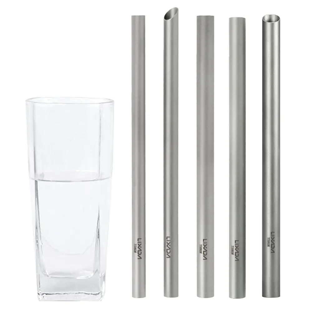 

#Lixada Titanium Drinking Straw 17g Super Lightweight High Quality Drinking Straws for Mugs Cups Drinking Tube Outdoor Home