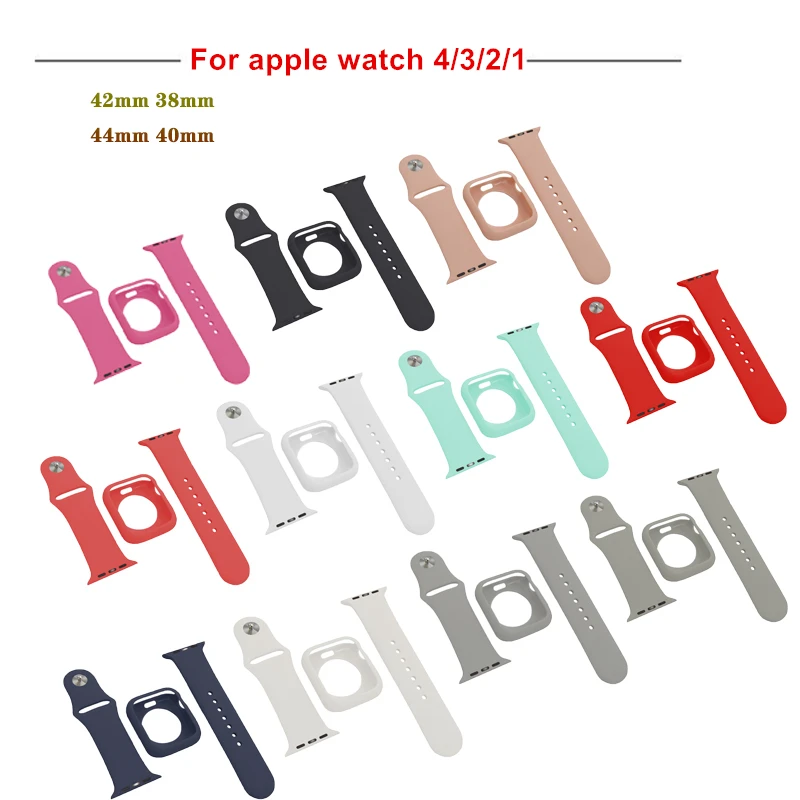

TPU case and Watchband 2 in 1 Set protectiver Bumper for Apple watch band 42/38/44/40mm Bracelet Strap for iWatch series 4/3/2/1